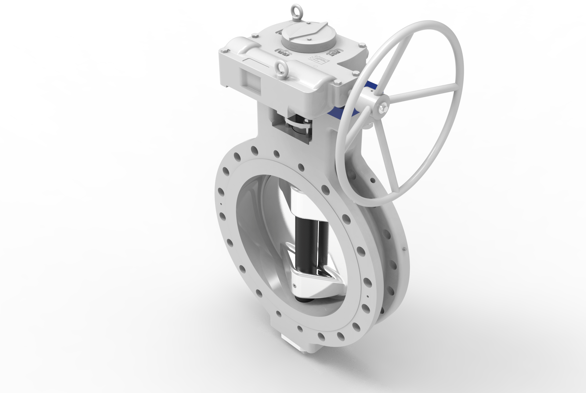 TRICENTRIC® TRIPLE OFFSET BUTTERFLY VALVES right angled back view
