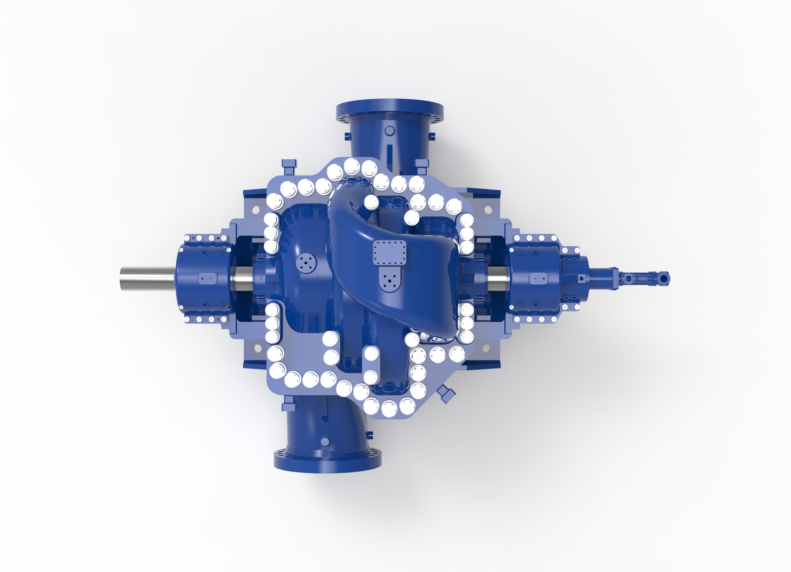 Top view of a Termomeccanica Pompe D2 & D2D & DD2D BB1 TYPE API 610 Centrifugal Pump manufactured by Trillium Flow Technologies