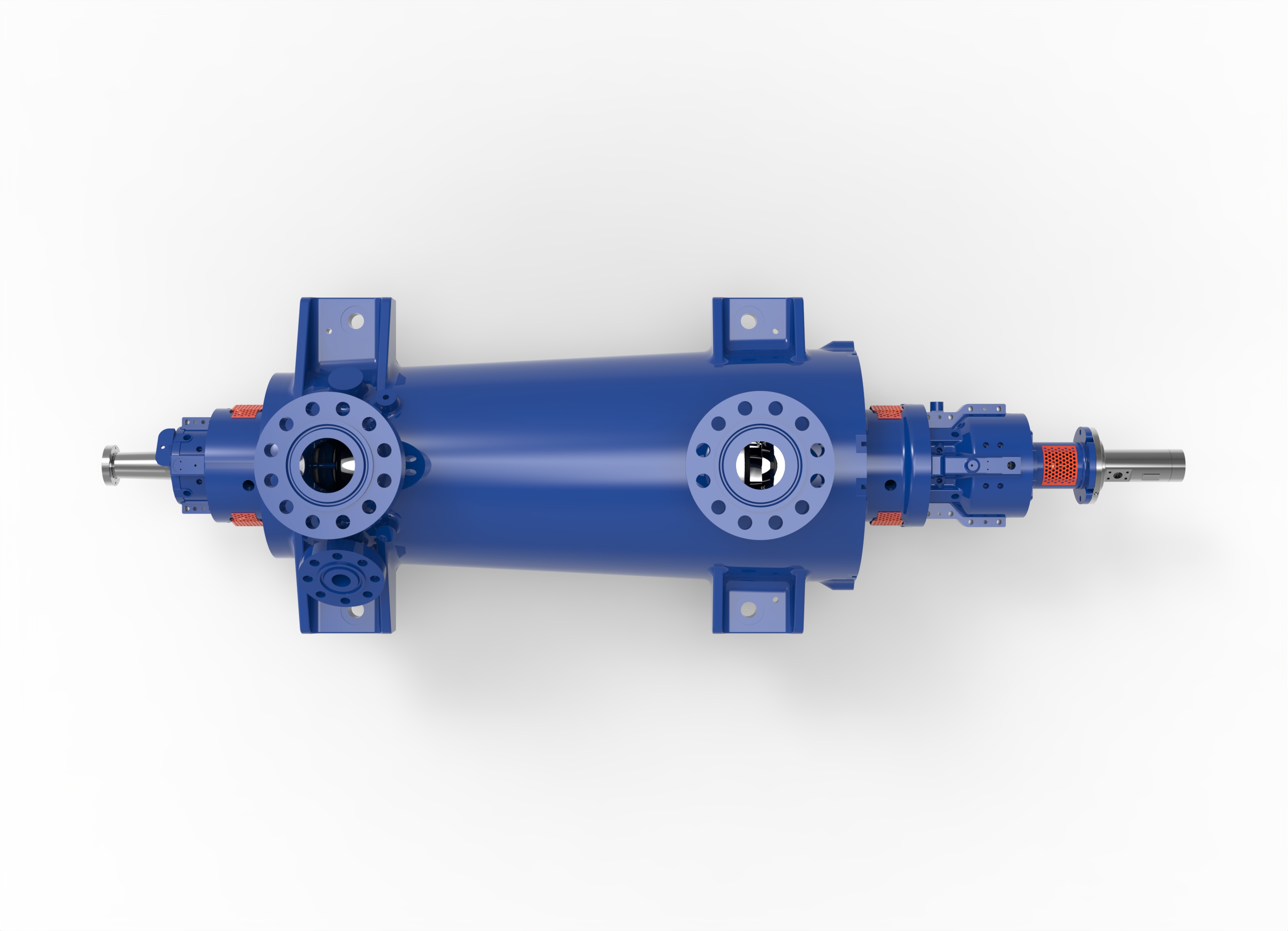 Top view of a Termomeccanica Pompe MESB & MESBD BB5 TYPE API 610 Centrifugal Pump manufactured by Trillium Flow Technologies