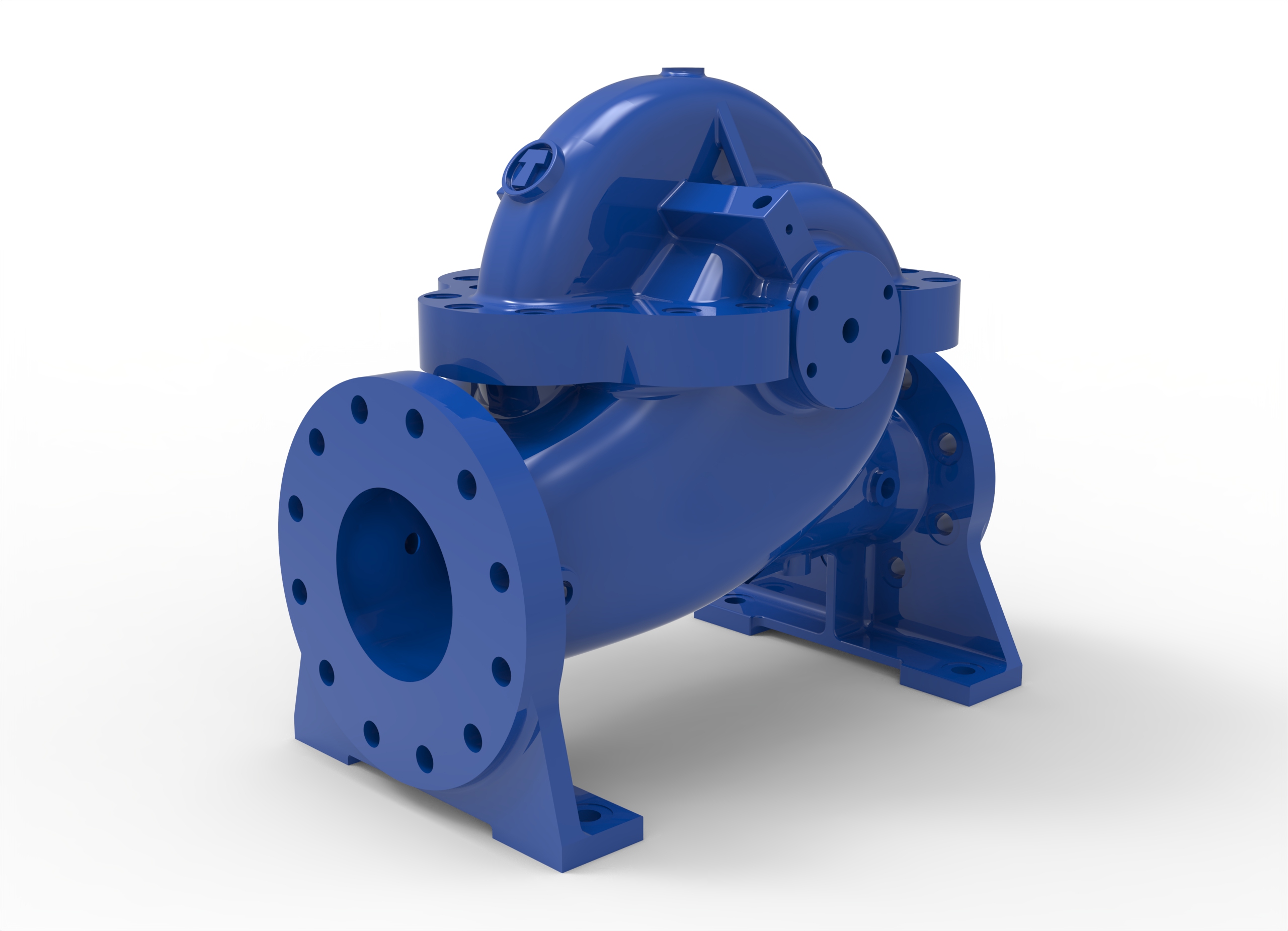 Angled front left side view of a Termomeccanica Pompe HSS Patented Centrifugal Pump manufactured by Trillium Flow Technologies