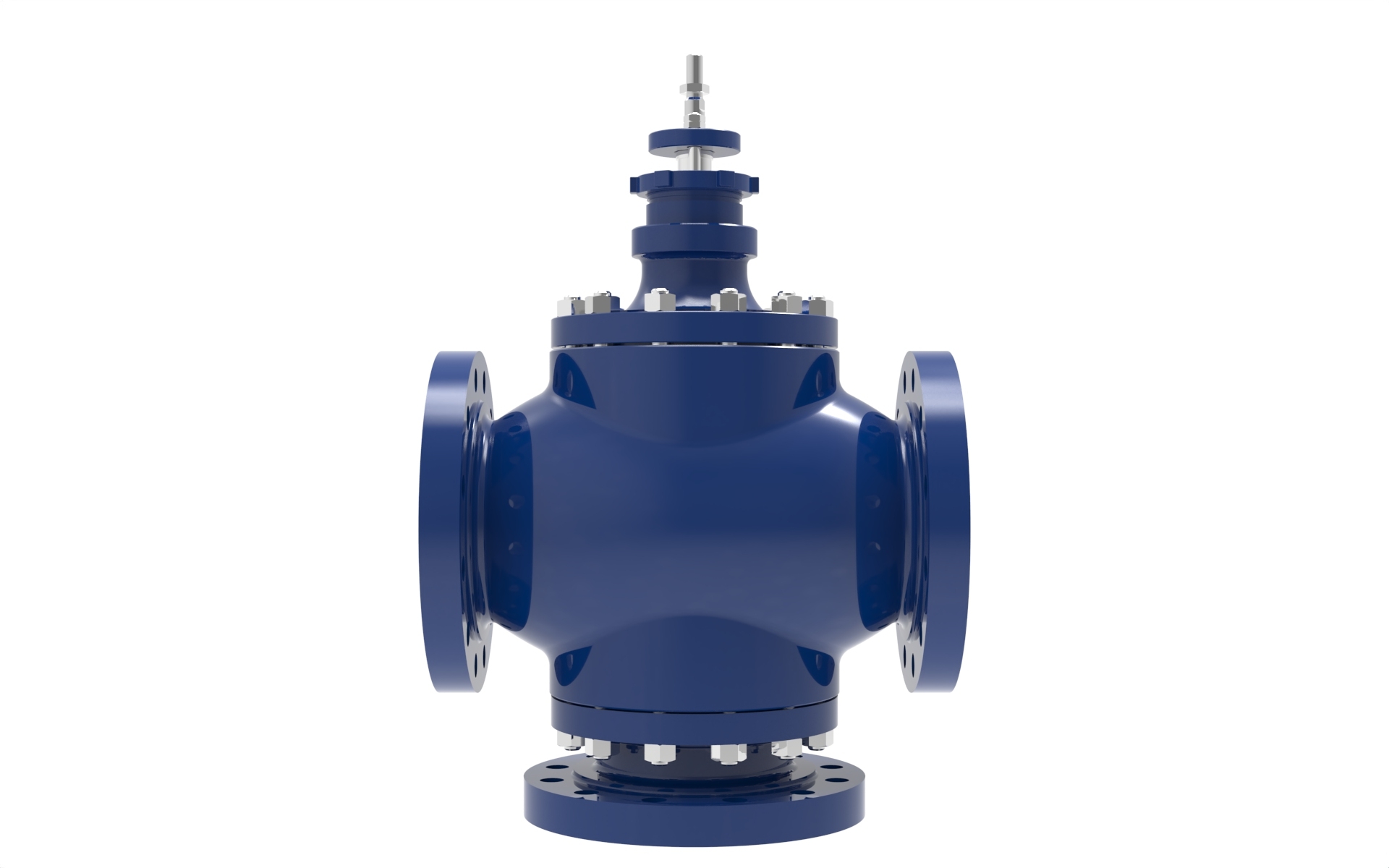 Right side view of a Blakeborough BV830 Three Way Valve manufactured by Trillium Flow Technologies
