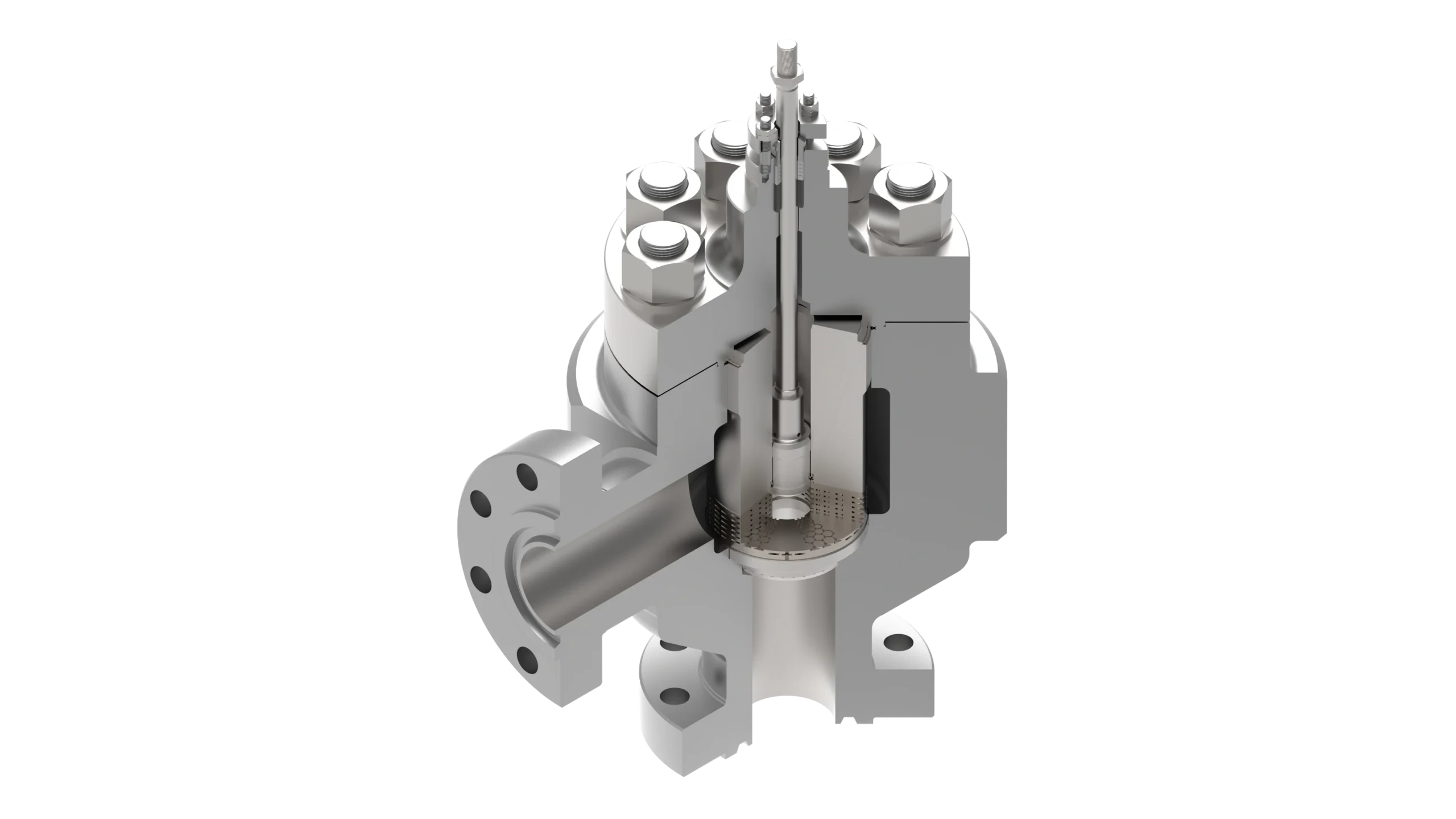 Choke valve cut out with x-stream trim Choke valve cut out with x-stream trim